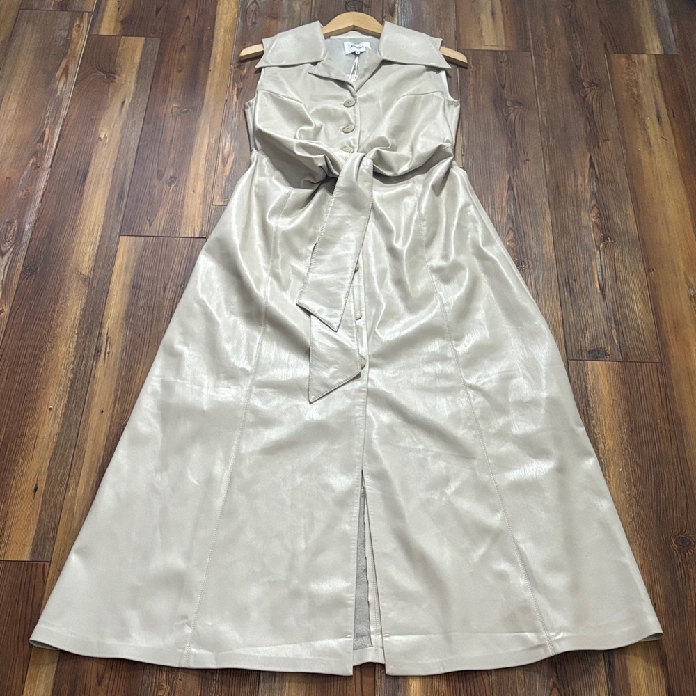 Nanushka Sharma sleeveless maxi dress in natural vegan leather size large NWT - Picture 3 of 11